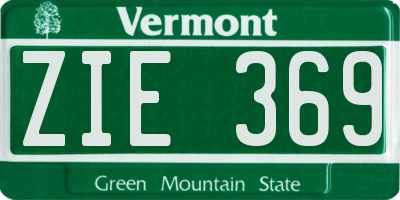 VT license plate ZIE369