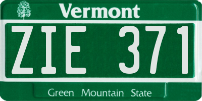VT license plate ZIE371