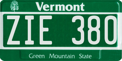VT license plate ZIE380