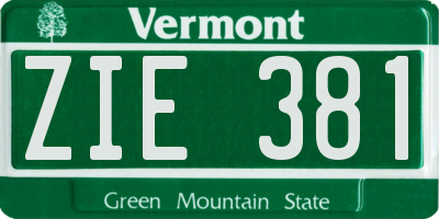 VT license plate ZIE381