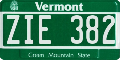 VT license plate ZIE382