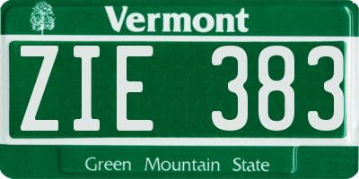VT license plate ZIE383