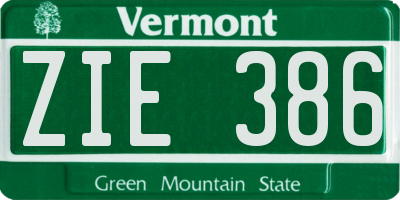 VT license plate ZIE386