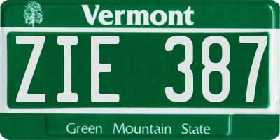 VT license plate ZIE387