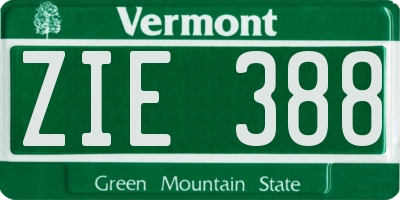 VT license plate ZIE388