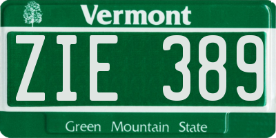 VT license plate ZIE389