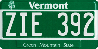 VT license plate ZIE392
