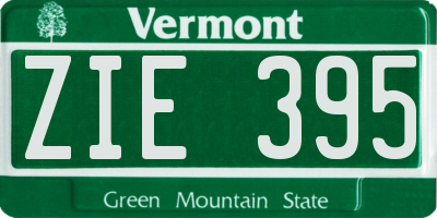 VT license plate ZIE395