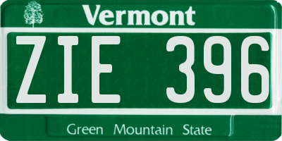 VT license plate ZIE396