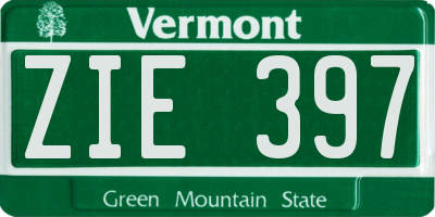VT license plate ZIE397