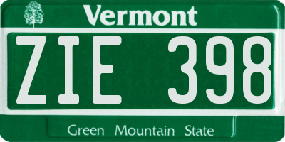 VT license plate ZIE398