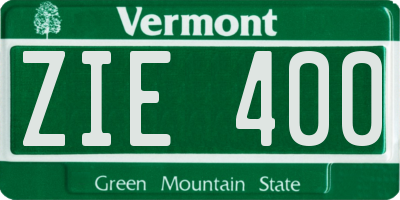 VT license plate ZIE400