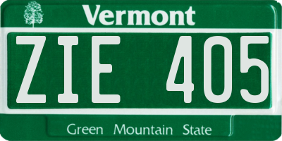 VT license plate ZIE405