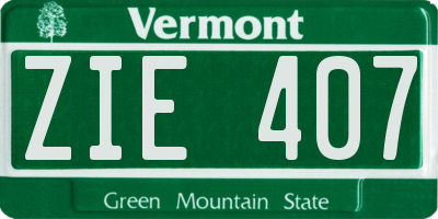 VT license plate ZIE407