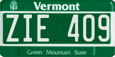 VT license plate ZIE409