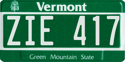 VT license plate ZIE417