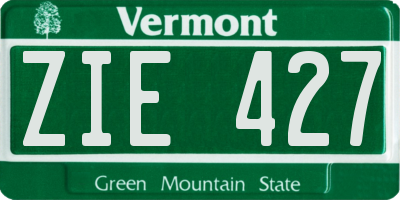 VT license plate ZIE427