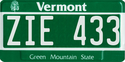 VT license plate ZIE433