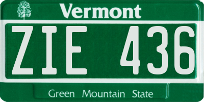 VT license plate ZIE436