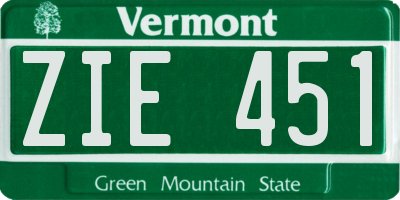 VT license plate ZIE451
