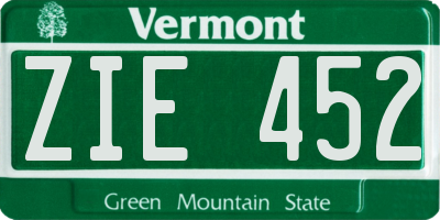 VT license plate ZIE452