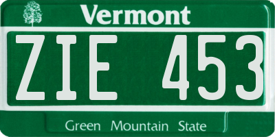 VT license plate ZIE453