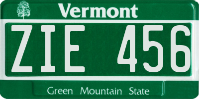 VT license plate ZIE456