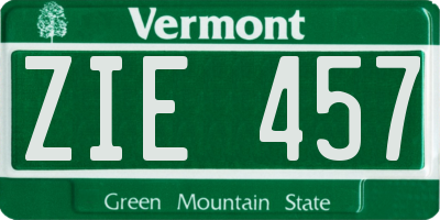 VT license plate ZIE457