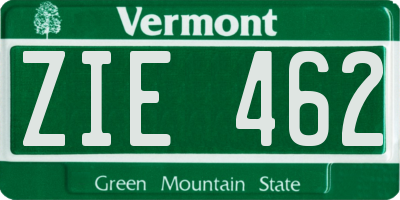 VT license plate ZIE462
