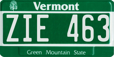 VT license plate ZIE463