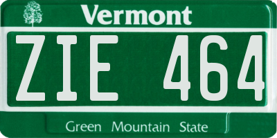 VT license plate ZIE464