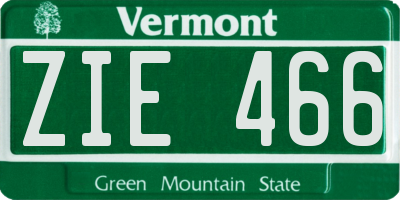 VT license plate ZIE466