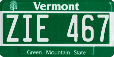 VT license plate ZIE467