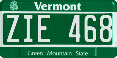 VT license plate ZIE468
