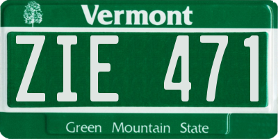 VT license plate ZIE471