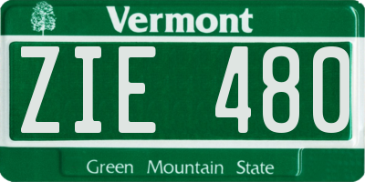 VT license plate ZIE480
