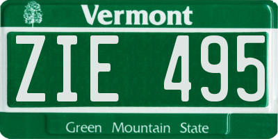 VT license plate ZIE495