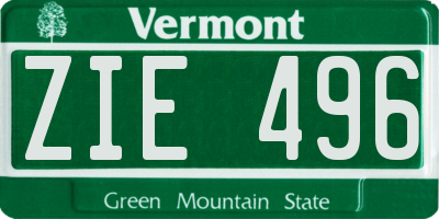 VT license plate ZIE496
