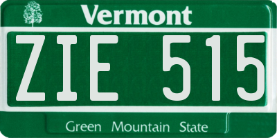 VT license plate ZIE515