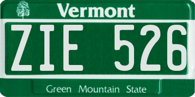 VT license plate ZIE526