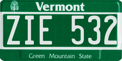 VT license plate ZIE532