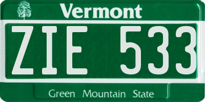 VT license plate ZIE533