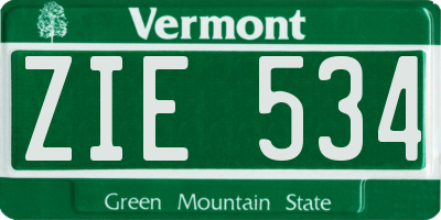 VT license plate ZIE534