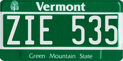 VT license plate ZIE535