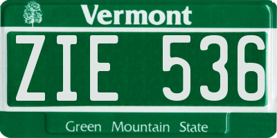 VT license plate ZIE536