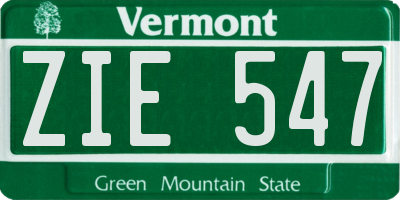 VT license plate ZIE547