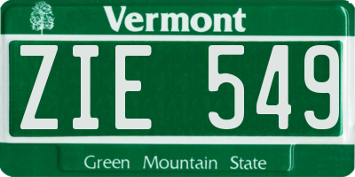 VT license plate ZIE549