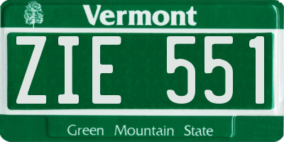 VT license plate ZIE551