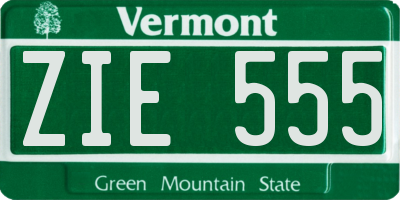 VT license plate ZIE555