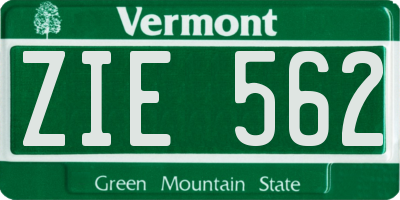 VT license plate ZIE562
